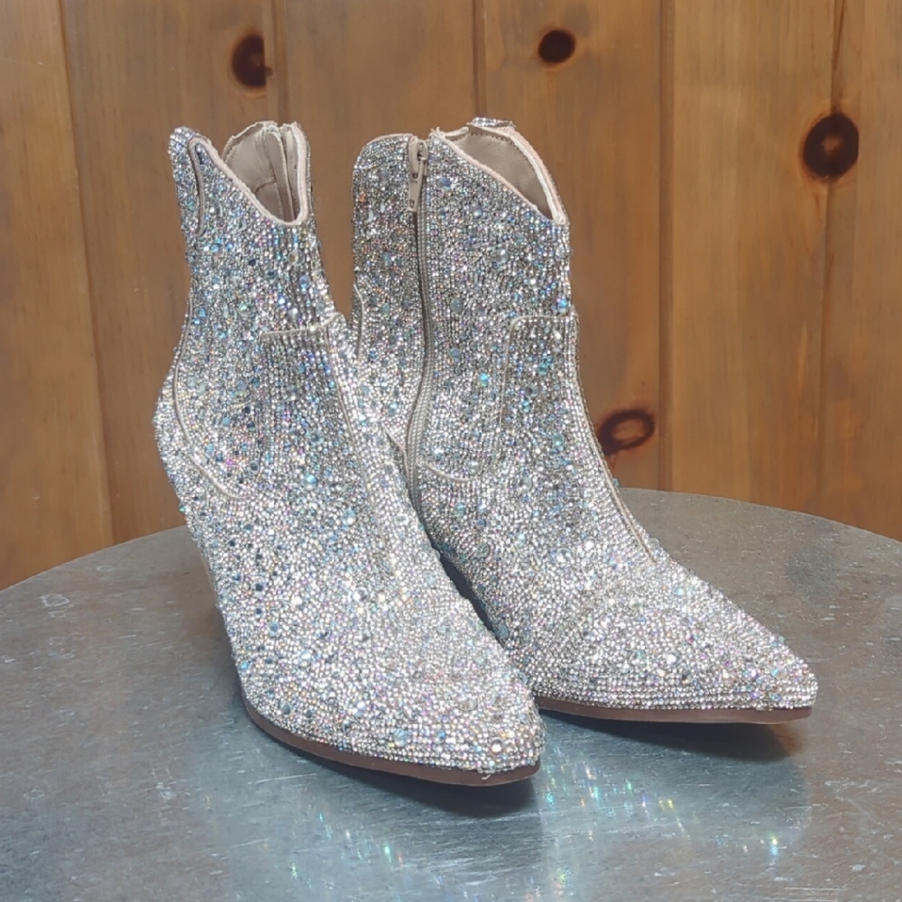 Sincerely Jules Sparkling Silver Heeled Boots